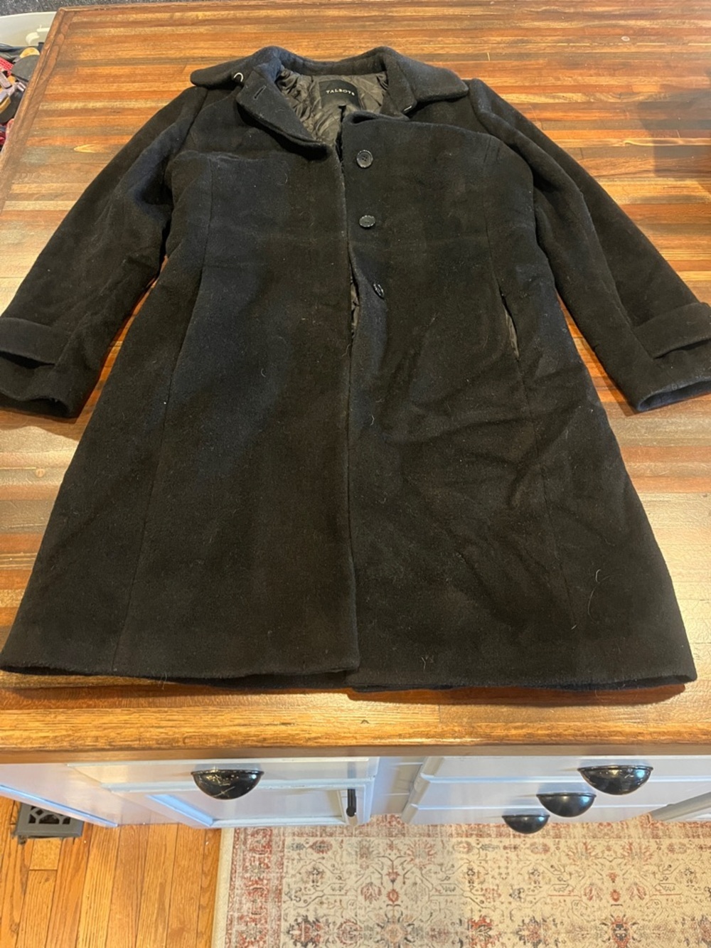 Black Wool Blend Single-Breasted Coat size 10 Talbots